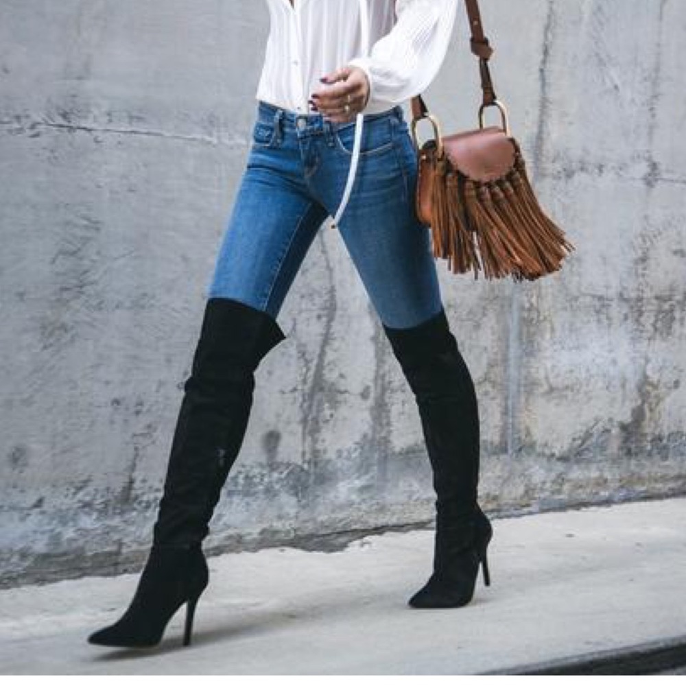 Aldo Suede Black Knee High Boot